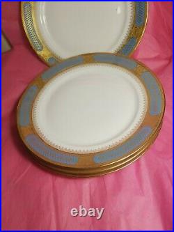 Set 4 Limoges Blue & Gold 11 Dinner Plates French France Palais Royal Sinclair