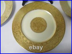 Set 4 Selb Bavaria Heinrich Co Gold Encrusted 11 Dinner Plates, Flower Basket