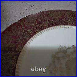 Set 4 Vintage KPM Germany Royal Ivory Red Gold Encrusted Dinner Plates D 10.5