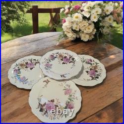 Set 4 Vtg 50s Rosenthal Ivory Daphne DINNER Plates Purple Floral Gold Trim China Set 4 Vtg 50s Rosenthal Ivory Daphne DINNER Plates Purple Floral Gold Trim China