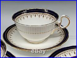 Set 6 & 8 Aynsley Bone China Leighton Cobalt and Gold CUPS and saucers