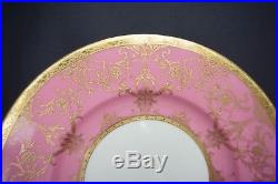 Set 6 Enamel Gilt Pink Neoclassical Gold Encrusted Minton Dinner Plates 10 1923