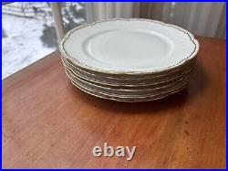 Set 6 LIMOGES ELITE WORKS FRANCE Scalloped GOLD RIM WHITE 9 1/2 DINNER PLATES