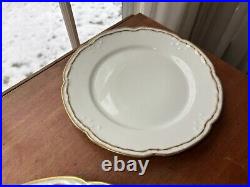 Set 6 LIMOGES ELITE WORKS FRANCE Scalloped GOLD RIM WHITE 9 1/2 DINNER PLATES