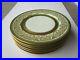 Set-6-Large-Pickard-China-HEINRICH-11-Green-With-Heavy-Gold-Fancy-Dinner-Plates-01-wjvi