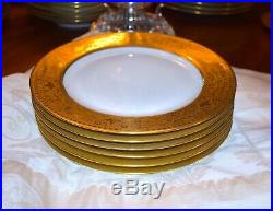 Set/6 Rare Raynaud Limoges Dinner Plates GOLD ENCRUSTED Gilt INCRUSTATION Minton