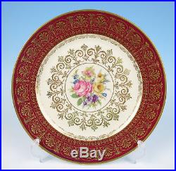 Set 6 Rosenthal Red Gold Filigree & Rose Bouquet Dinner Plates German Porcelain