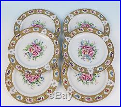 Set 6 Saks Fifth Ave T. Limoges Gold Encrusted Roses Flowers Dinner Plate China