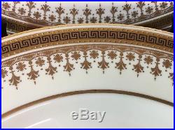 Set 6 Spode Copeland Dinner Plates R2388 Greek Key Gold Encrusted Ivory Color