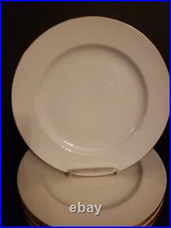 Set (8) Dinner Plates 10-1/4, Mintons England Rhodes Bros TACOMA white gold