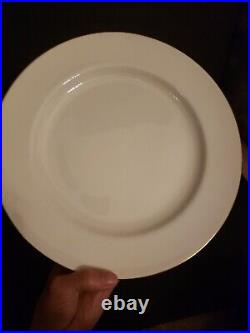 Set (8) Dinner Plates 10-1/4, Mintons England Rhodes Bros TACOMA white gold