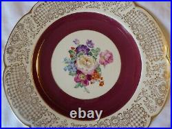 Set 8 Woods Ivory ware gilded floral decorated cabinet plates