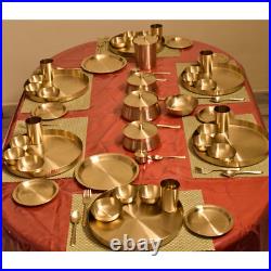 Set Dinner Bronze Dinnerware Hammered Thali Pure Plate Serveware Traditional Set