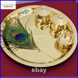 Set Dinner Bronze Dinnerware Hammered Thali Pure Plate Serveware Traditional Set