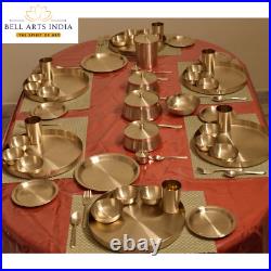 Set Dinner Bronze Dinnerware Hammered Thali Pure Plate Serveware Traditional Set