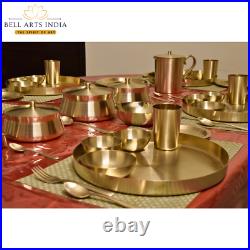 Set Dinner Bronze Dinnerware Hammered Thali Pure Plate Serveware Traditional Set