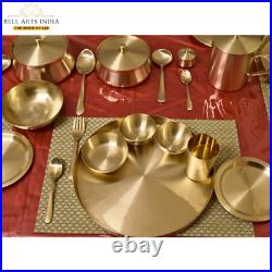 Set Dinner Bronze Dinnerware Hammered Thali Pure Plate Serveware Traditional Set