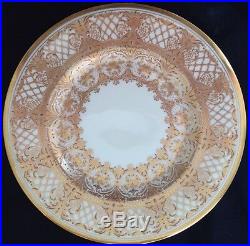 Set Of 11 Antique Royal Doulton Raised Gold Gilt White 8.75 Salad Plates Dinner