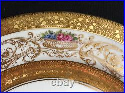 Set Of 11 Shelley Stle China Floral Basket Gold Encrusted 10 Dinner Plates