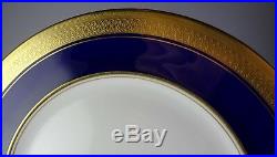 Set Of 12 Aynsley Buckingham China Dinner Plates Smooth Cobalt & Gold