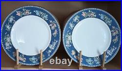 Set Of 12 BLUE SIAM by Wedgwood Bone China Dinner Plates 10.5 Floral Gold Rim
