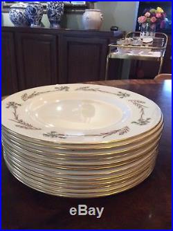 Set Of 12 Minton Glengarry Dinner Gold Plates Excellent Conditions