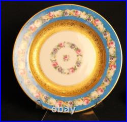 Set Of 12 Royal Bavarian Hutschenreuther Blue Gold Encrusted LUNCH PLATE 8
