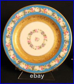 Set Of 12 Royal Bavarian Hutschenreuther Blue Gold Encrusted LUNCH PLATE 8