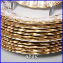 Set Of 12 Spode Fleur De Lys Gold Dinner Plates Y8063 A