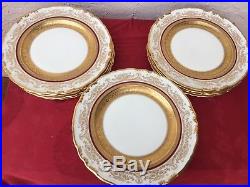 Set Of 12 Vintage Epiag Czech Cabinet Gold Rim Encrusted Dinner Plates