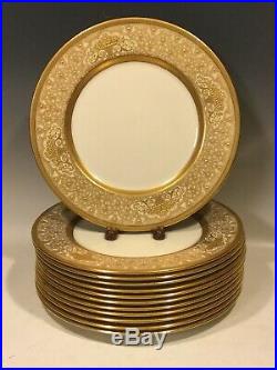 Set Of 12 Vintage Lenox Raised Jewels Gold Encrusted Dinner Plates Arts & Crafts