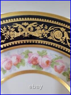 Set Of 12 Wm. Guerin & Co. Limoges France 11 Dinner Plates Cobalt Gold Floral