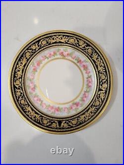 Set Of 12 Wm. Guerin & Co. Limoges France 11 Dinner Plates Cobalt Gold Floral