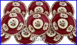 Set Of 17 Red & Gold Spode Copeland Dinner Plates, signed Perfect For Christmas