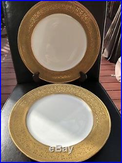 Set Of 2 Vintage Theodore Haviland Limoges Gold Encrusted Dinner Plate D 11