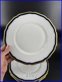 Set Of 3 Hutschenreuther Madeleine Cobalt Blue & Gold Trim Dinner Plates
