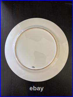 Set Of 4 Cauldron Dinner Plates White With Gold Scroll Trim