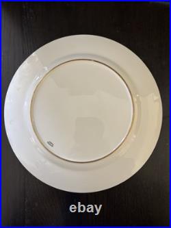 Set Of 4 Cauldron Dinner Plates White With Gold Scroll Trim