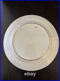 Set Of 4 Cauldron Dinner Plates White With Gold Scroll Trim