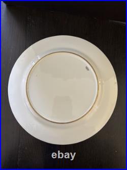 Set Of 4 Cauldron Dinner Plates White With Gold Scroll Trim
