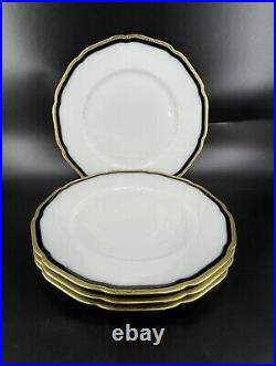 Set Of 4 Hutschenreuther Madeleine Cobalt Blue & Gold Trim Dinner Plates