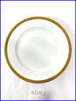 Set Of 4 Vtg Thomas Bavaria L & G Gump White Porcelain Dinner Plates Gold Trim