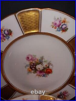 Set Of 5 1926 Rostenhal Continental R3091 Dinner Plate Gold Panel Barrock Floral