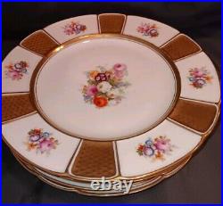 Set Of 5 1926 Rostenhal Continental R3091 Dinner Plate Gold Panel Barrock Floral