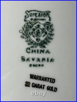 Set Of 5 Superior China Bavaria 9 3/4 22 Carat Gold Floral Dinner Plates (Read)