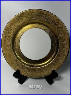 Set Of 5 Superior China Bavaria 9 3/4 22 Carat Gold Floral Dinner Plates (Read)