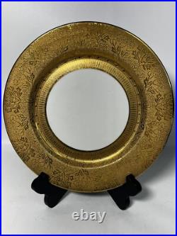 Set Of 5 Superior China Bavaria 9 3/4 22 Carat Gold Floral Dinner Plates (Read)