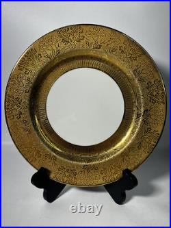 Set Of 5 Superior China Bavaria 9 3/4 22 Carat Gold Floral Dinner Plates (Read)