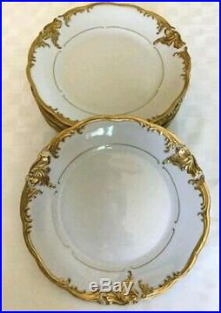 Set Of 5 Walbrzych Dinner Plates Heavy Gold Encrusted Wlb3 Fine China Poland