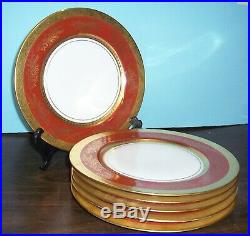 Set Of 6 Heinrich & Co Selb Bavaria Gold Encrusted Dinner Plates 11 Never Used
